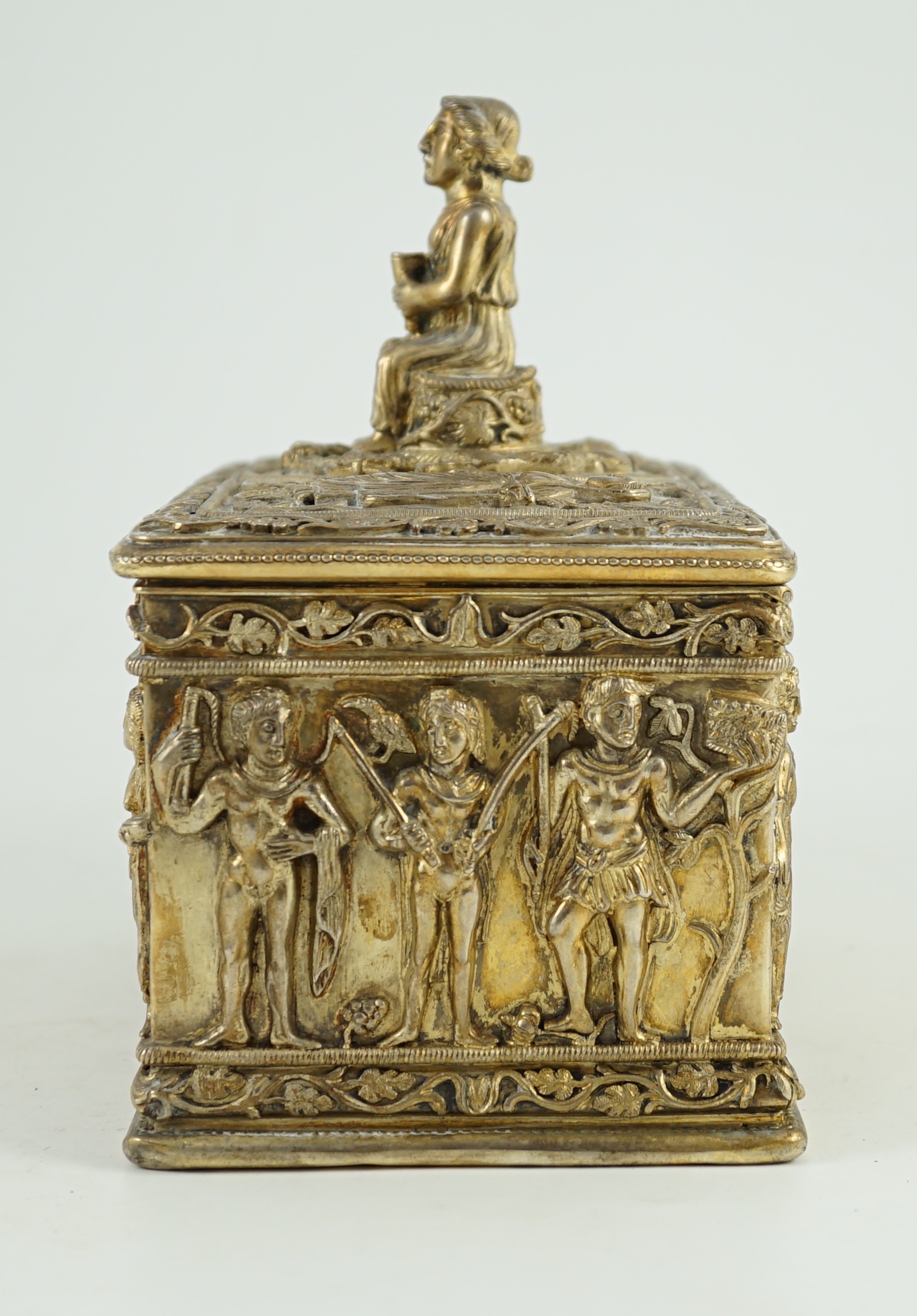 A German 800 standard parcel gilt silver Byzantine style rectangular casket, by Paul Telge, Berlin